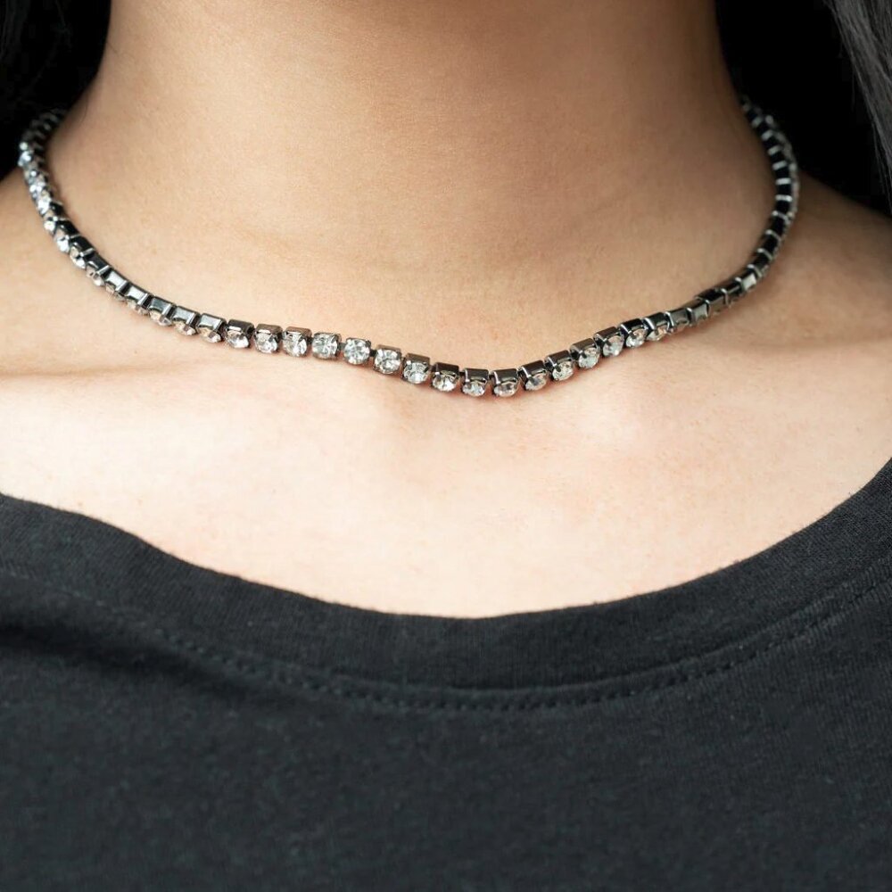 Paparazzi Jewelry - Starlight Radiance - Black Choker Necklace - Vintage